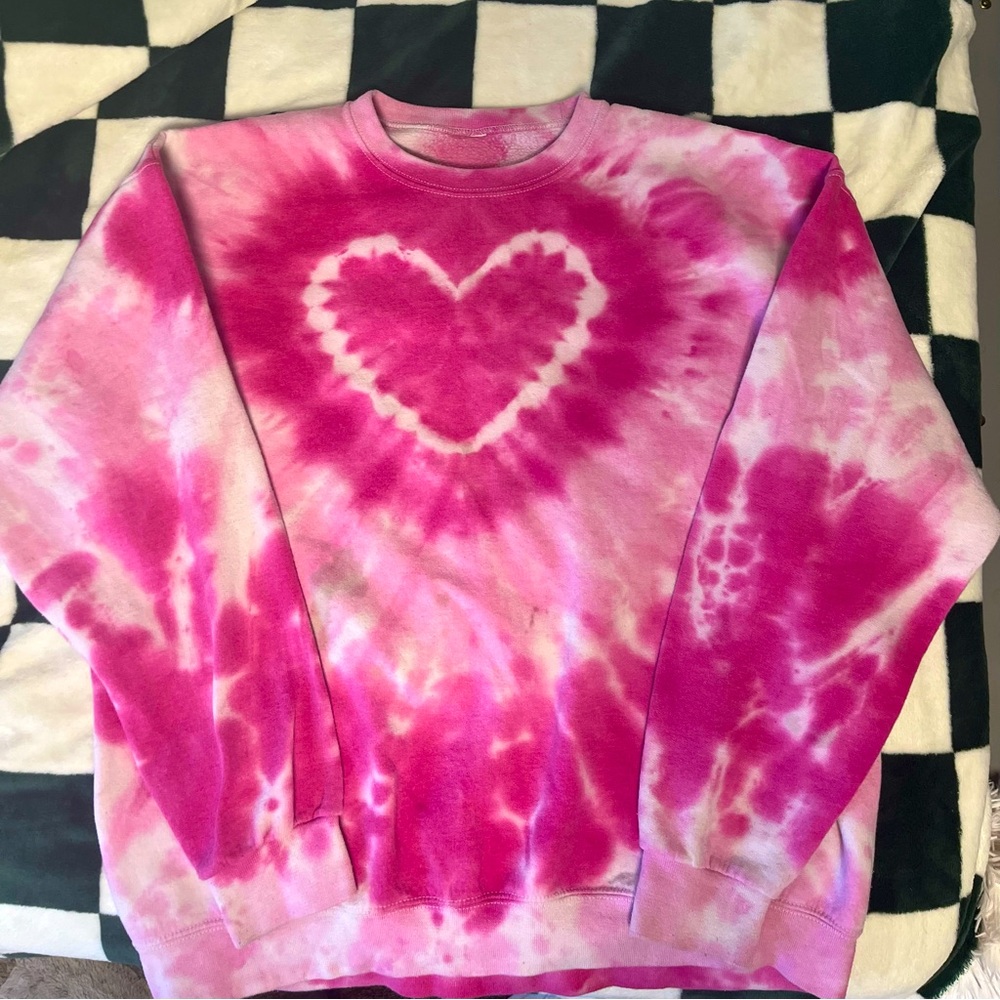 Tie-dye heart sweater